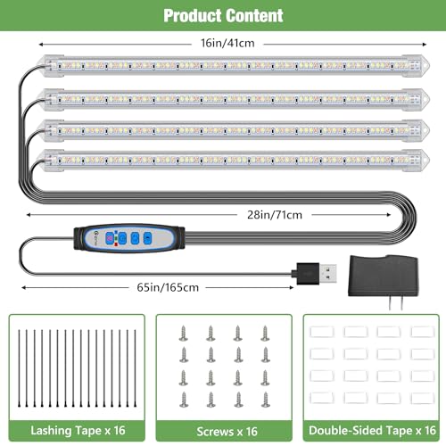 Kullsinss 16in Grow Light Strips, 4-Bar 240 LEDs Full Spectrum Plant Light - color: 4 Bars, size: 2 Pack