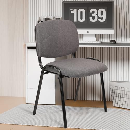 CLATINA Set of 10 Stackable Waiting Room Chairs, Armless No Wheels Reception Chair with Upholstered Seat, Guest Chairs for Conference, Breakroom, Lobby, Events, Church, School, Hall, Hotel (Grey) - color: Grey, size: 10 Pack