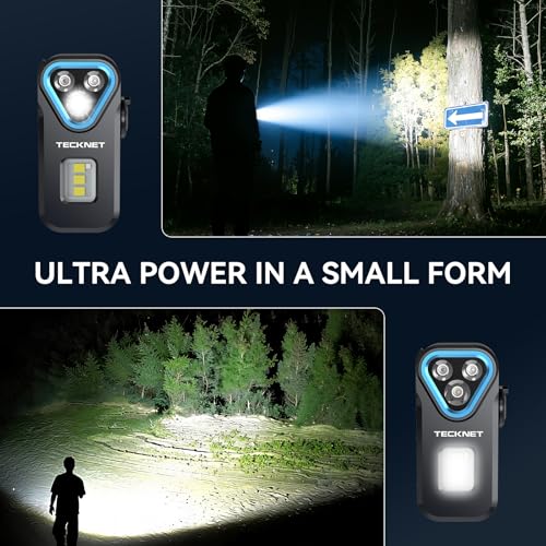 TECKNET EDC Flashlight Clip-on Light, Rechargeable Mini Pocket Flashlight | 650 Lumens, 7 Lighting Modes, Magnetic Flash Lights, IPX6 Waterproof, Small Keychain Light for Outdoor or Home Emergencies