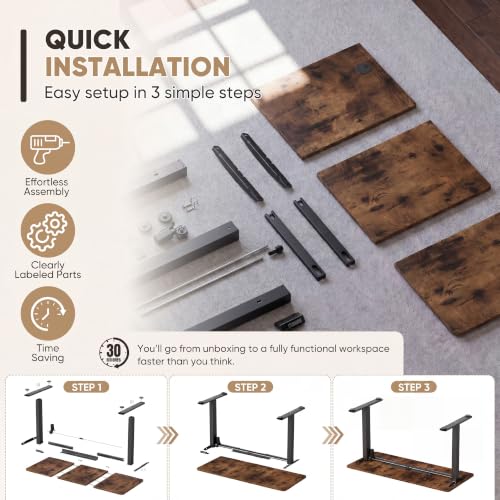 Furmax 55 Inches Electric Height Adjustable Standing Desk Home Office Desk - color: Brown, size: 55 Inch