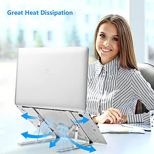 Leeboom Laptop Stand for Desk, Adjustable Foldable Aluminum Riser, Silver - color: Silver