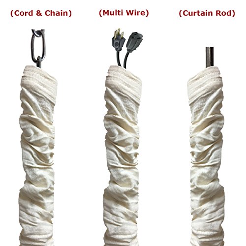 Royal Designs, Inc. Cord & Chain Cover 4 ft Silk Type Fabric, Chandelier Pendant Lighting Chain & Cable Management, Touch Fastener, Linen Eggshell - 1 Pack - color: Linen Eggshell, size: 1 Pack