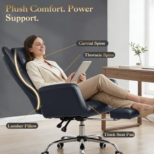 High Back Criss Cross Office Chair with Foot Rest & Flip Armrests | Big and Tall Criss Cross Gaming Chair, PU Leather Ergonomic Home office Computer Desk Chair, 155°Reclining with Lumbar Pillow - color: Black