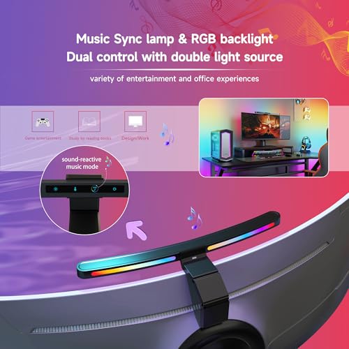 ONWAY Curved Monitor Light Bar with RGB Backlight, Wireless Remote Touch Control, No Glare Lamp with Camera Base for Gaming/Office Computer Setup - color: Matte