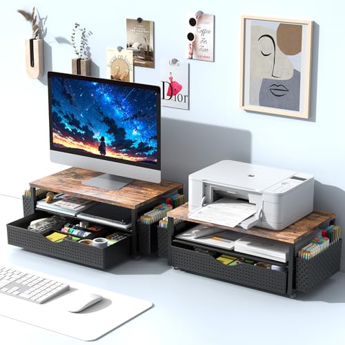 Spacrea Desk Organizers and Accessories, Printer Stand with Storage, Wood - color: Wood