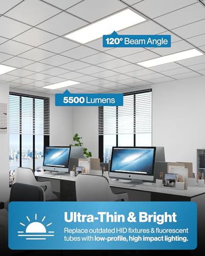 Sunco 10 Pack 2x4 LED Flat Panel Lights 3CCT Selectable, 30-50W, Dimmable | 6500LM, Selectable CCT 4000K/5000K/6000K, Selectable Wattage 30W/40W/50W, 0-10V, Office Lighting, Warehouse, Drop Ceiling - size: 2x4
