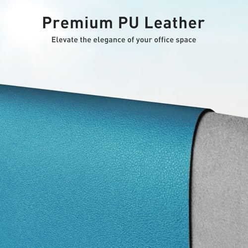 Aothia Leather Desk Pad Protector, Mouse Pad, Office Desk Mat, Non-Slip PU Leather Desk Blotter, Laptop Desk Pad, Waterproof Desk Writing Pad for Office and Home (Turquoise,23.6" x 13.7") - color: Turquoise, size: 23.6" x 13.7"