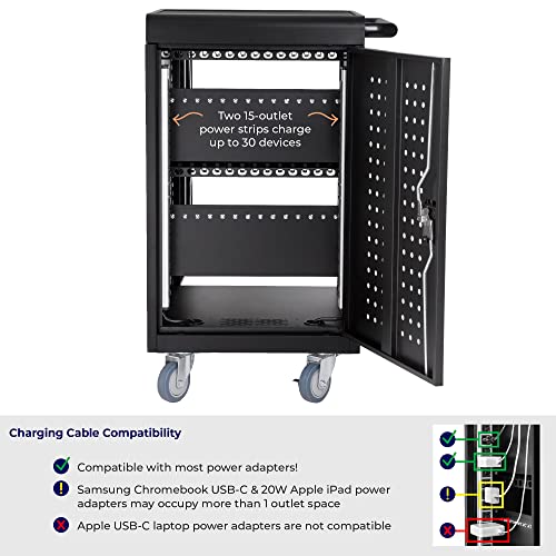 4-Pack | Line Leader 30 Unit Mobile Charging Cart with Locking Cabinets | UL Safety-Certified Charging Station for 30 Tablets, Laptops or Chromebooks | ANSI/BIFMA Standard Laptop Cart & Storage Cart - size: 4 PACK - 30 Tablet/Chromebook