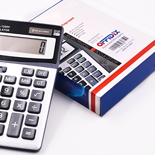 OFFIDIX 12 Digit Large Key Dual Power Electronic LCD Display Calculator - color: Black