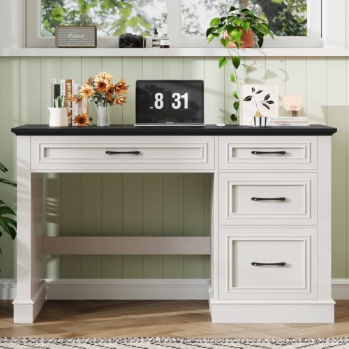 Halitaa Farmhouse 47" Executive Desk with File Drawer, Black Brown - color: Black, size: Style 2