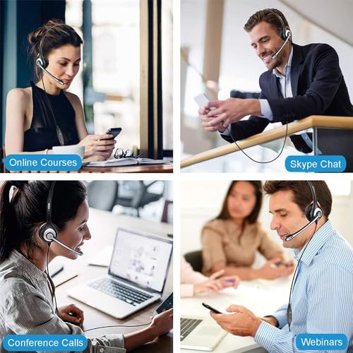 Wantek Cell Phone Headset with Microphone Noise Cancelling for Laptops, PC,3.5mm Jack,Volume Control,Wired Computer Headsets for Zoom Skype,for Office,Business, Call Center, Clear Chat(Dark Black) - color: dark black
