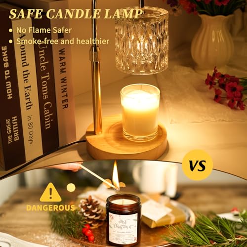 HAIDOLIANG Candle Warmer Lamp with Timer and Dimmable(Clear) | Height Adjustable,Glass Electric Wax Warmer with 2 Bulbs for Women Mom Gifts, Home Decor for Scented Jar Candles - color: Transparent