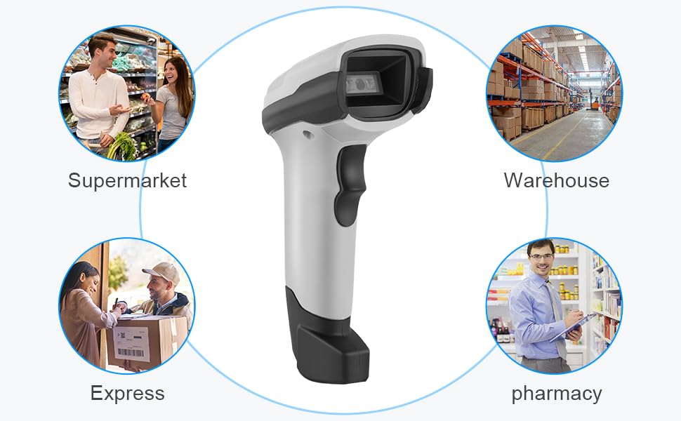 Barcode Scanner Wireless, Bluetooth Barcode Reader with Stand 3 in 1 Bluetooth & 2.4G Wireless & USB Wired Connection 1D&2D&QR&PDF417 Data Matrix Handheld Bar Code Scanners - size: 2D-2209WT-Wireless