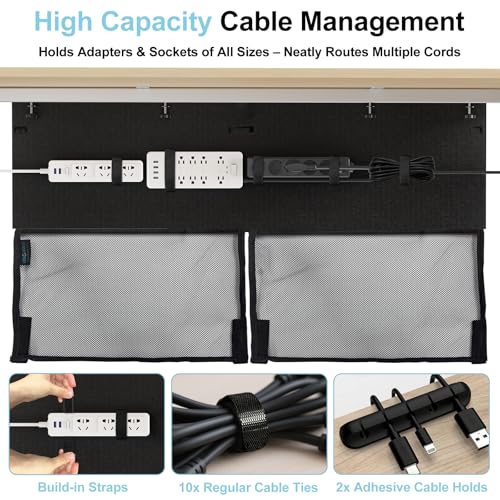 No Drill Under Desk Cable Management Privacy Panel,47.2" Felt Modesty Panel