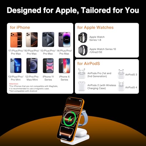 iVANKY 3 in 1 Foldable Magnetic Wireless Charging Station(No Adapter) - color: White