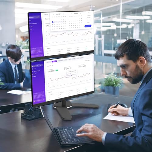 Suptek Dual LED LCD Monitor Stand up Free-Standing Desk Mount for 2 / Two Screens up to 32 inch Extra Tall 31.5 inch Pole Heavy Duty Fully Adjustable Stand Vertical Array (ML6802) - size: Dual Monitor Mount, style: Free standing