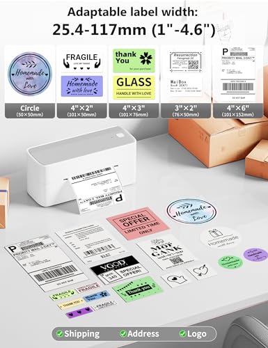 Phomemo Bluetooth Shipping Label Printer, 241BT 4X6 Wireless Thermal Label Printers for Small Business, Label Printer for Shipping Package, Compatible with iPhone, Android, Amazon - color: Sliver