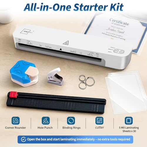 Binditek 13-Inch Laminator Machine with Laminating Sheets, Hot & Cold Modes, Fast 52s Warm-Up, 11x17 Wide Entry for Letter, A3–A6 Projects, Thermal Laminator Kit for School, Office, or Home