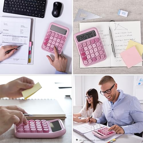 Mr. Pen- Mechanical Switch Calculator, 12 Digit Large LCD Display, Pink | With Big Buttons, Mechanical Switch Calculator for Home, School, Office - color: Pink