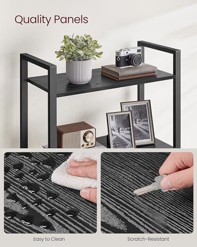 VASAGLE 5-Tier Bookshelf, Bookcase with Steel Frame, Book Shelf for Living Room, Home Office, Study, 11.8 x 26 x 60.2 Inches, Industrial Style, Ebony Black and Ink Black ULLS061B56 - color: Ebony Black + Ink Black, size: 5 Tiers (11.8"D x 26"W), style: Wi