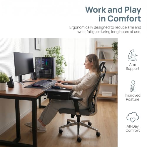 Desk Extender Tray, 24" x 12" Clamp On Desk Extension Shelf with Drawer