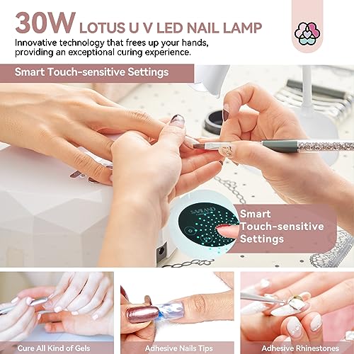 SAVILAND 30W U V Nail Lamp: Gel Nail Lamp Cordless U V Light for Gel Nails Smart Sensor LED Flash Cure Lamp lampara led para uñas Profesional Gooseneck U V Nail Light Nail Salon Home DIY Manicure - color: Blue