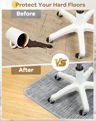 Office Chair Mat for Hard Floors, 35" x 47" Desk Computer Chair Mat for Wood/Tile Floors, Heavy Duty Non-Slip PVC Hard Floor Protector Mat Desk Rug for Office Home, Grey - size: 47" X 35" Rectangle (for Hard Floors)