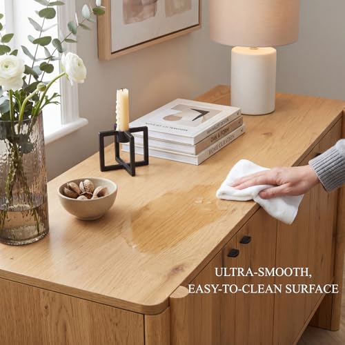 Ya-Home Modern Sideboard Buffet Cabinet with Storage, Accent Farmhouse Buffet Coffee Bar Cabinet with 4 Doors, Wooden Media Console Table Credenza for Living Room/Kitchen/Entryway, Natural - color: Natural