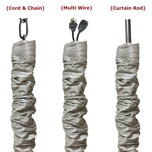 RDI Cord & Chain Cover 4 feet Silk Type Fabric, Chandelier Pendant Lighting Chain & Cable Management, Touch Fastener, Gray - 1 Pack - color: Gray, size: 1 Pack