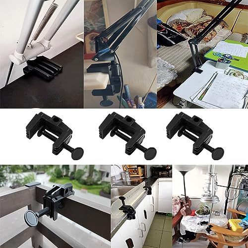 3 Pack Desk Lamp Swing Arm Clamp Replacement Clip Non-Marring Plastic Bracket Stand Base Holder for Desktop Architect Adjustable Gooseneck Table Lamp LED Light Microphone Camera Scissor Arms