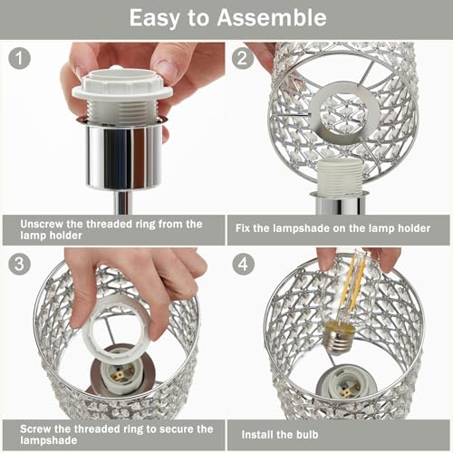 Crystal Table Lamp, Silver Touch Lamp with USB C+A Port, 3-Way Dimmable - color: Silver-1, size: 14.75"