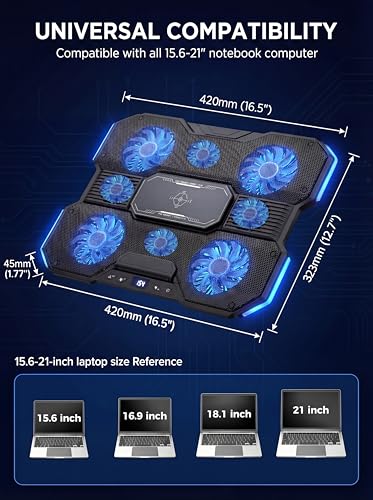 Laptop Cooling Pad with 8-Fan &Thermoelectric Cooler for 15.6-21In Laptops