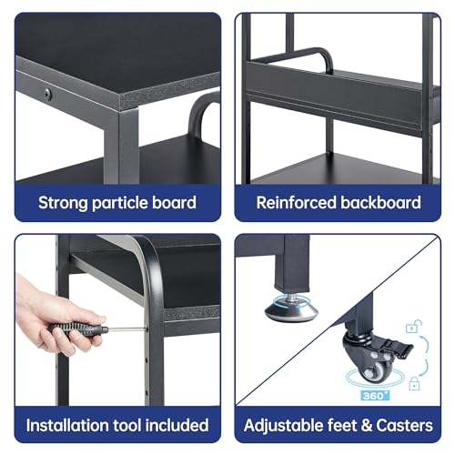 Fannova 25.6"x23.6" Extra Large Printer Stand with Adjustable Storage Shelf - color: Black, size: 25.6"W x 23.6"D x 30.9"H