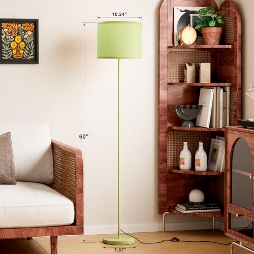 Ambimall 60'' Modern Floor Lamp with Shade, Tall Lamps for Living Room, Bedroom, Office, Dining Room, Light Green Lampshade(Without Bulb) - color: Light Green, size: 60 Inches(Without Bulb)