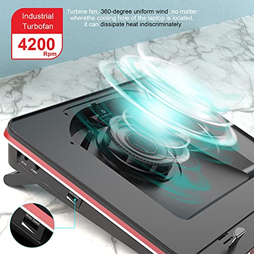 IETS GT500 Powerful Turbo-Fan (4200 RPM) Laptop Cooling Pad with Infinitely Variable Speed,Seal Foam for Rapid Cooling Gaming Laptop,Dust Filter for Protect Laptop,13-17.3inch Laptop Cooler - color: GT500-B