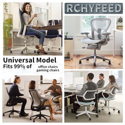 RCHYFEED Bell Glides Replacement Office Chair Wheels- Chair Desk Swivel Caster Wheels to Fixed Stationary Castors for Hardwood Floors,Switch Between Wheel Glide and Stopper,On/Off Setting,Set of 5