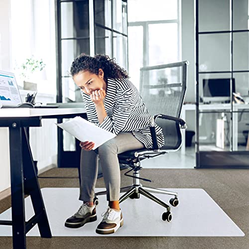 Marvelux Polypropylene Chair Mat for Low Pile Carpets and Carpet Tiles (up to 1/4" Thick), 29” x 46” White Office Carpet Protector, Rectangular, Eco-Friendly, Shipped Flat - size: 29" x 46"