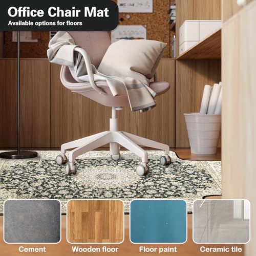 36" X 48" Office Chair Mat for Hardwood and Tile Floors, Under Desk Chair Mat for Carpet Protector Rolling Computer Chairs, Machine Washable Non-Slip Area Rug, Black - color: Black, size: 36" X 48"