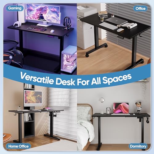 Monomi 48" x24“ Electric Height Adjustable Standing Desk,Black | Ergonomic Home Office Computer Gaming Desks with Memory Presets,Stable Steel Frame,176 lbs Capacity,Easy Assembly - color: Black, size: 48x24