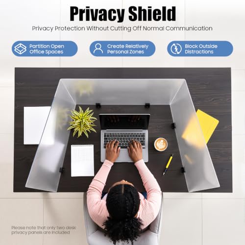 2 PCS 30×18Inch Dual Frosted Plexiglass Desk Divider | Acrylic Desk Privacy Panel Office Partitions with Sturdy Clamps for Home School Classroom Teacher Supplies Easy to Install