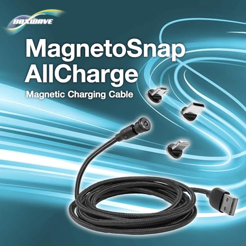 BoxWave Cable Compatible with Logitech Spotlight Presentation Remote - MagnetoSnap AllCharge Cable, Magnet Charging Cable USB Type-C Micro USB - Jet Black