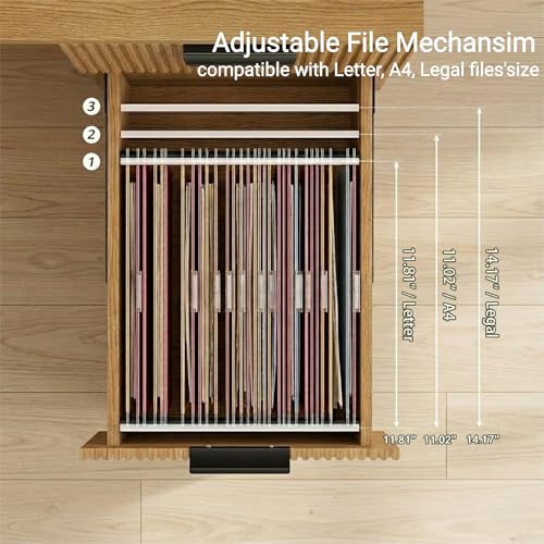 FURSUN 58" Executive Desk with Charging Station & File Drawer, Modern Fluted Home Office Desk with 5 Drawers & Keyboard Tray, Large Computer Writing Desk, Natural Oak - color: Natural Oak, size: Double-Sided Drawers