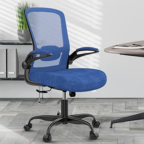 Ergonomic Office Chair w/Adjustable Lumbar, Flip Armrest, 135° Recline - color: Royal Blue