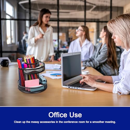 Comix Mesh 360° Rotating Pen Holder, Desk Organizer for Home Office, Black