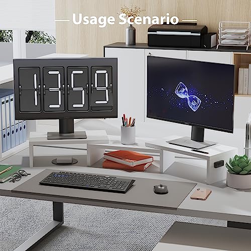 BONTEC Dual Monitor Stand Riser, Adjustable Length & Swivel Angle, White - color: White, size: 42.5 in