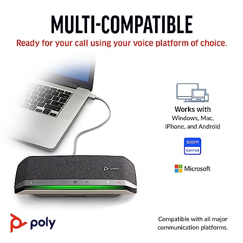 Poly Sync 40 Smart Speakerphone (Plantronics) - Flexible Workspaces - Connect to PC/Mac via USB-A or USB-C and Smartphones via Bluetooth - Works with Teams, Zoom – Amazon Exclusive - style: 2023 Version