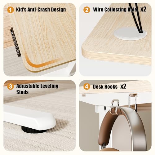 67"x24" Standing Desk, Height Adjustable Sit-Stand Office, Oak | Electric Adjustable Standing Desk, Sit to Stand Computer Office Desk with Splice Board, Memory Preset, Lifts 28.7''-46.5" - color: White Frame-gold Oak, size: 67-inch