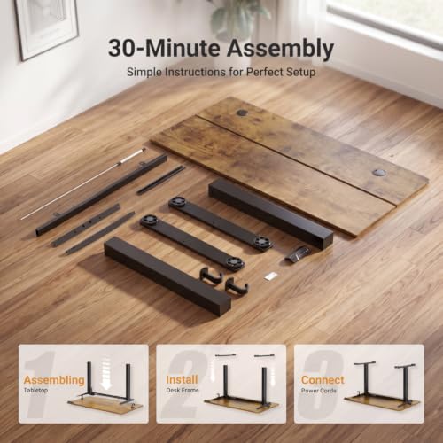 Claiks Electric Small Standing Desk, 35x20 Inch, Rustic Brown - color: Rustic Brown, size: 35 Inch