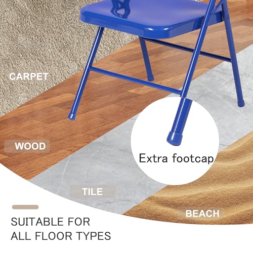 VECELO Metal Folding Chairs 4 Pack, Double Hinged Steel Frame Easy Foldable&Stackable for Office Kitchen Dinning Wedding Patio and Garden - color: Blue