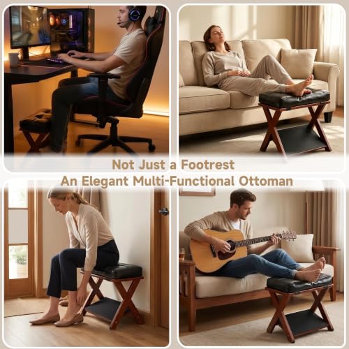 Foot Rest Under Desk at Work - Upgraded Taller Double Step Ergonomic Footrest Under Desk with 3 Height Options & Non-Slip Surface. Office Foot Stool for Home Office & Gaming, Leg Rest Posture Relief